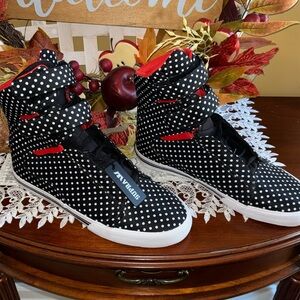 Women's sneakers, Supra B & W polka dot High tops, size 9.